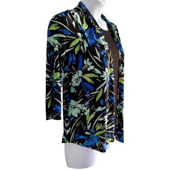 Ava & Grace One Piece Top Leaf Print Attached Black Tank Front Women's Medium - Picture 3 of 9